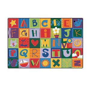 Tapis alphabétique, couleurs primaires 4' X 6'