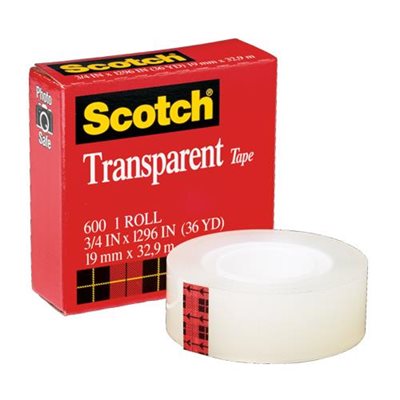 RUBAN SCOTCH CRYSTAL CLEAR ROULEAU 1 / 2'' X 36 V LUSTRÉ
