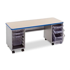 d double pedsital desk 4 / 2 open totes